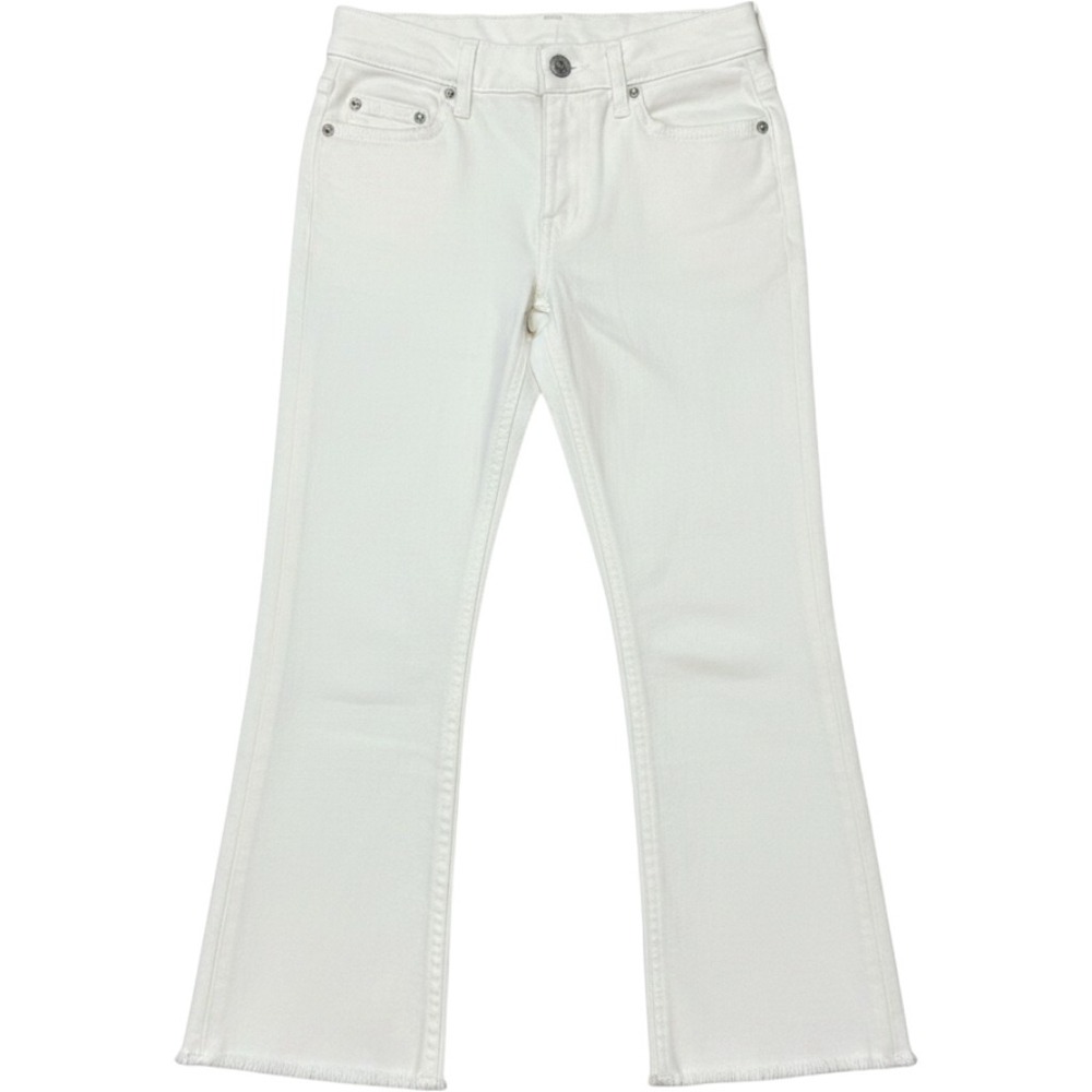 Crewcuts Denim Jeans Kids 8 White Flare Leg Raw Hem Frayed Preppy Coastal